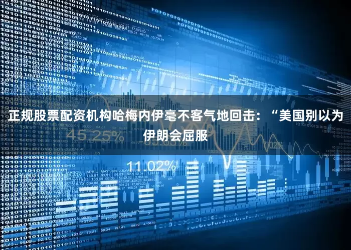 正规股票配资机构哈梅内伊毫不客气地回击：“美国别以为伊朗会屈服
