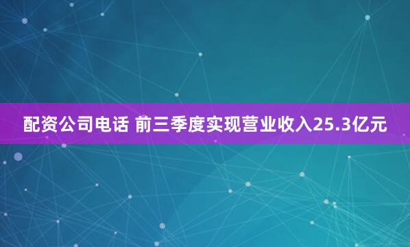 配资公司电话 前三季度实现营业收入25.3亿元